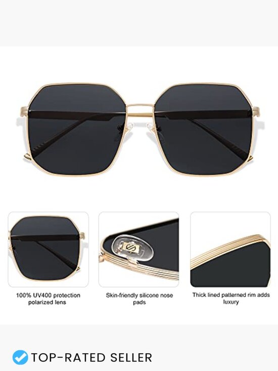 Retro Square Polarized Sunglasses Vintage Oversized Large Metal Frame UV400 main image 7